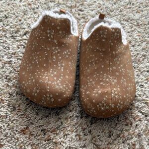 Brown Floral Girls Slip on Shoes
